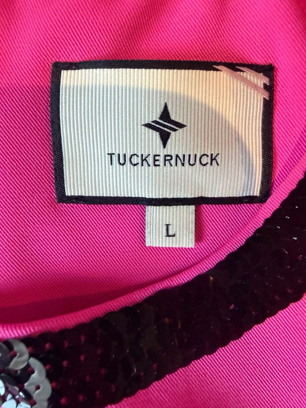 Tuckernuck Sequin Bow Dress Size L Hot Pink Preppy Holiday Party Ready! - Picture 2 of 5